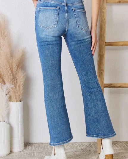 RISEN Full Size High Rise Ankle Flare Jeans - ShopEasier