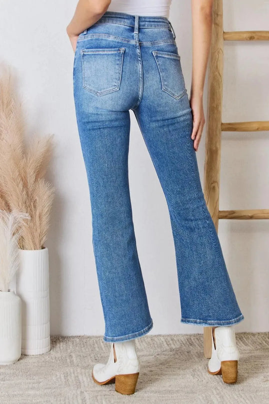 RISEN Full Size High Rise Ankle Flare Jeans - ShopEasier