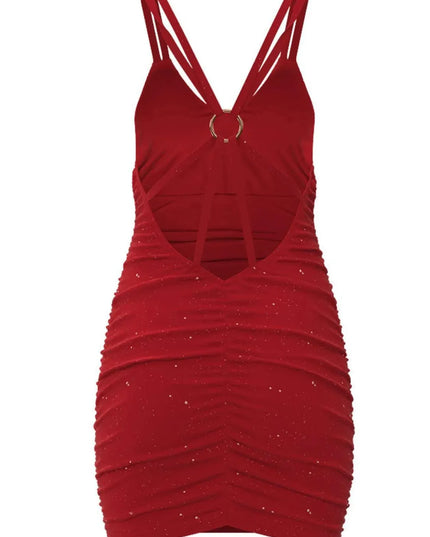 Glitter Double Spaghetti Straps Mini Dress