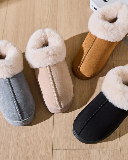 Cozy Faux Fur Platform Slippers with Round Toe