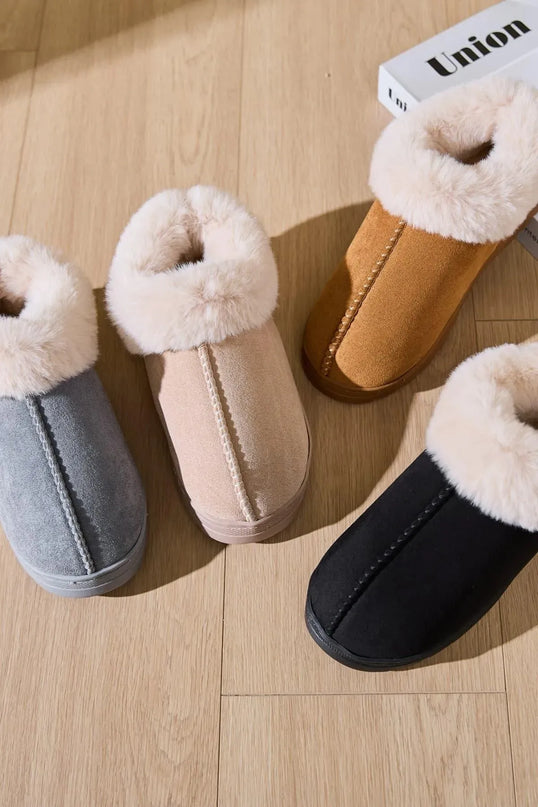 Cozy Faux Fur Platform Slippers with Round Toe