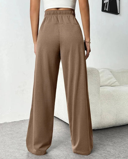 Drawstring Wide Leg Pants with Pockets