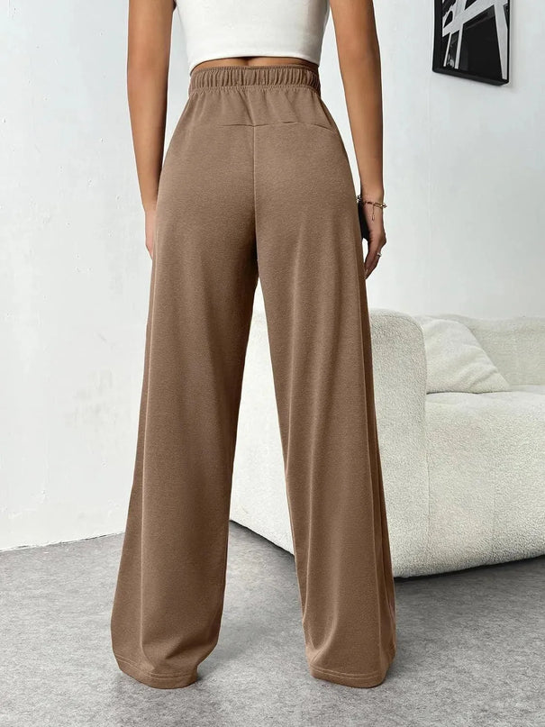 Drawstring Wide Leg Pants with Pockets