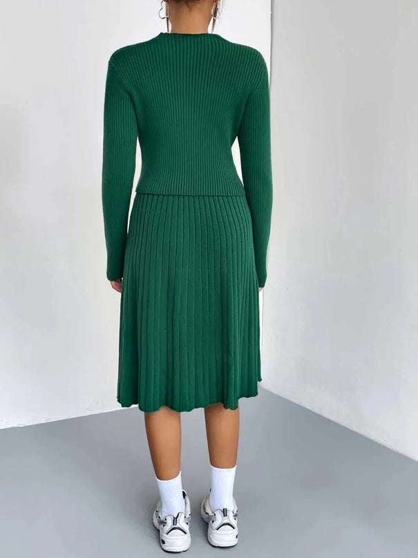 Rib-Knit Sweater and Skirt Set - ShopEasier