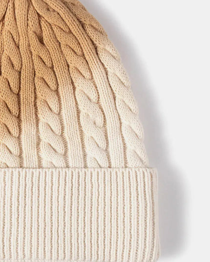 Contrast Tie-Dye Cable-Knit Cuffed Beanie