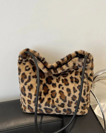 Wild Print Plush Shoulder Bag