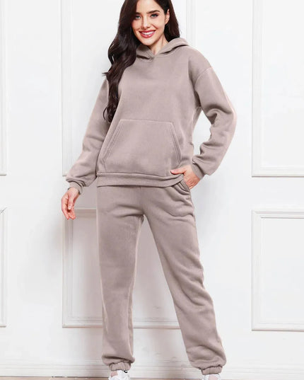 Casual Drop Shoulder Hoodie and Jogger Set