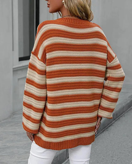 Colorful Striped Loose-Fit Sweater