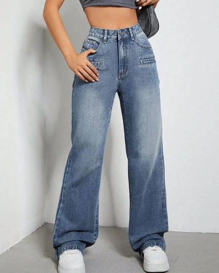 High Rise Wide Leg Jeans with Pockets - ShopEasier