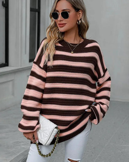 Colorful Striped Loose-Fit Sweater