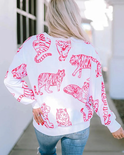 Tiger Graphic Dropped Shoulder Sweatshirt