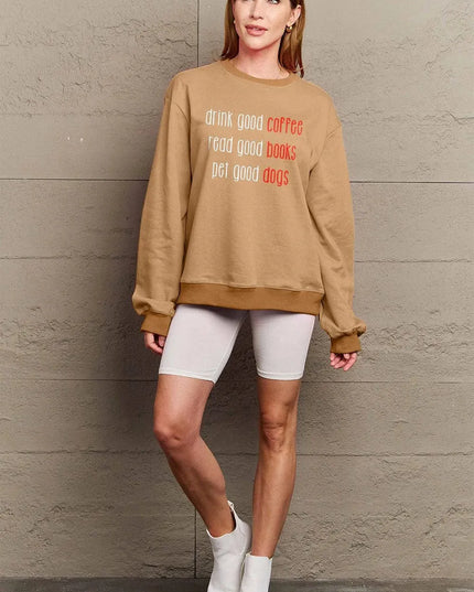 Simply Love Full Size Letter Graphic Round Neck Sweatshirt - ShopEasier