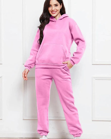 Casual Drop Shoulder Hoodie and Jogger Set