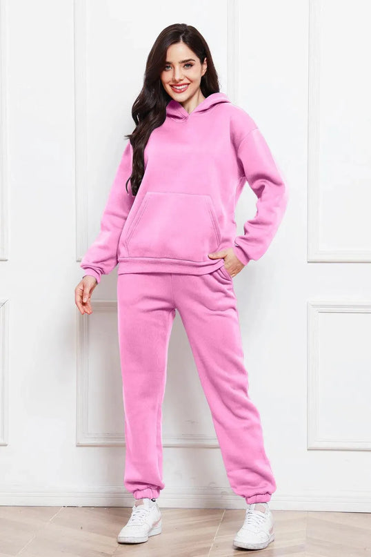 Casual Drop Shoulder Hoodie and Jogger Set