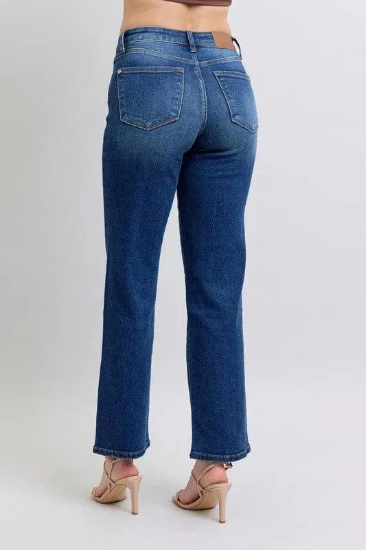 Judy Blue Full Size Side Seam Detail Straight Jeans with Pockets - ShopEasier