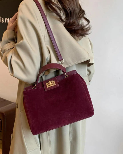 Versatile Solid Color Handbag with Detachable Strap