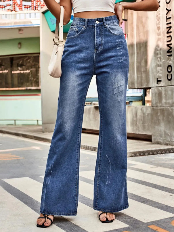 High Rise Bootcut Jeans with Pockets - ShopEasier