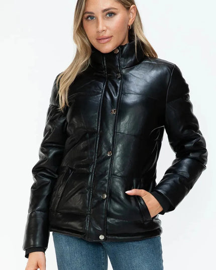 YMI Pocketed Zip Up Turtleneck Puffer Jacket - ShopEasier