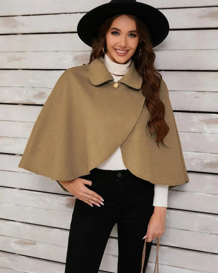 Collared Neck Cropped Cape - ShopEasier