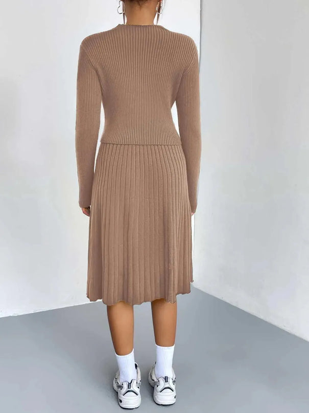 Rib-Knit Sweater and Skirt Set - ShopEasier