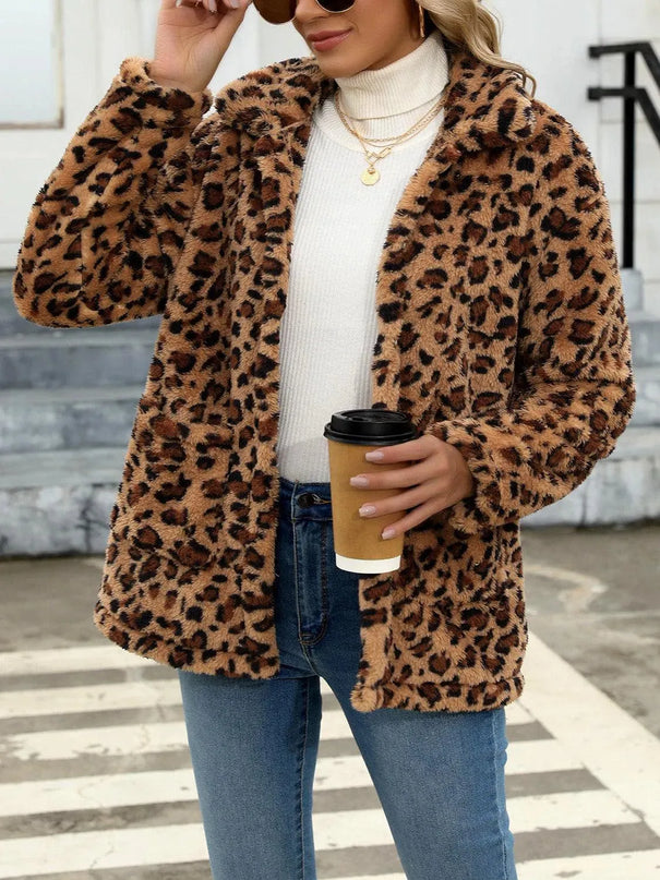 Button Up Drop Shoulder Fuzzy Jacket - ShopEasier