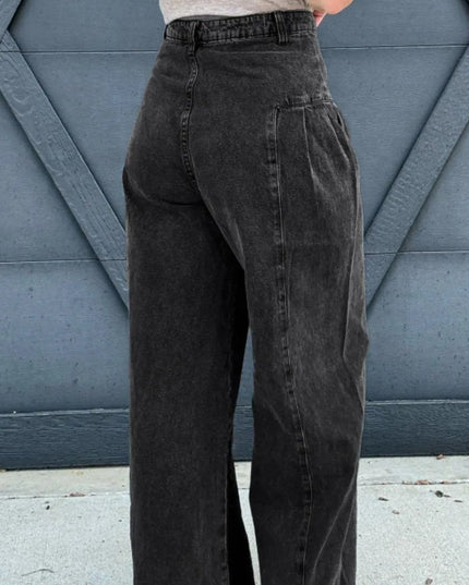 High Rise Wide Leg Jeans with Pockets