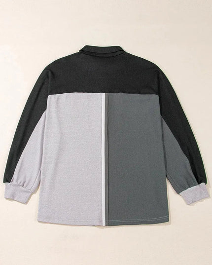 Button-Up Colorblock Long Sleeve Hoodie