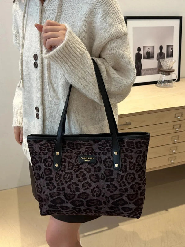 Bolsa de poliéster con estampado de leopardo