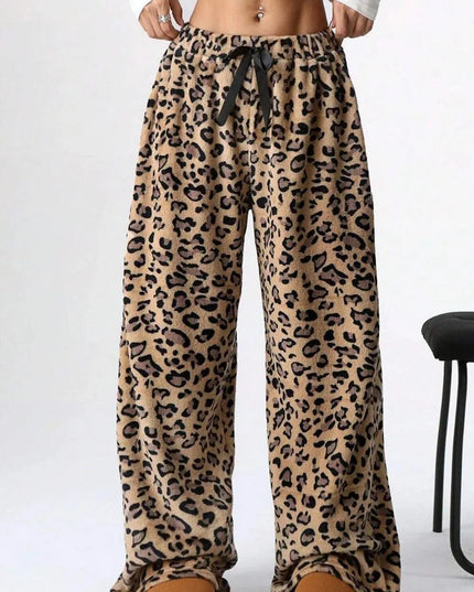 Pantalones anchos con estampado de leopardo