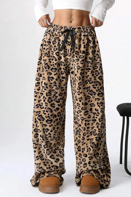 Pantalones anchos con estampado de leopardo