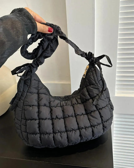 Bubble Texture Ruched Strap Quilted Shoulder Bag - ShopEasier