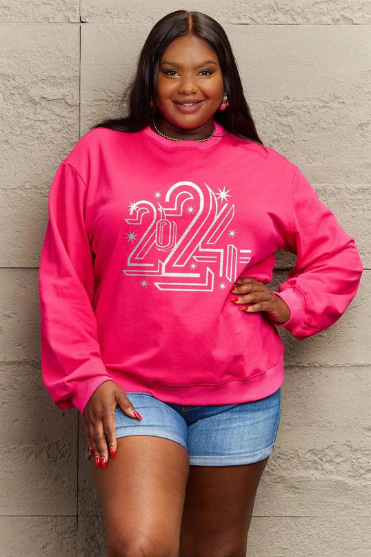 Simply Love Full Size 2024 Round Neck Dropped Shoulder Sweatshirt - ShopEasier