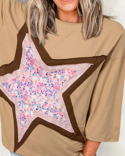 Camiseta de mezcla de algodón con detalle de apliques y estampado de noche estrellada