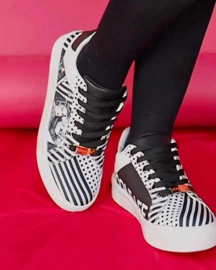 Nicole Lee USA Printed Vegan Leather Lace Up Sneaker