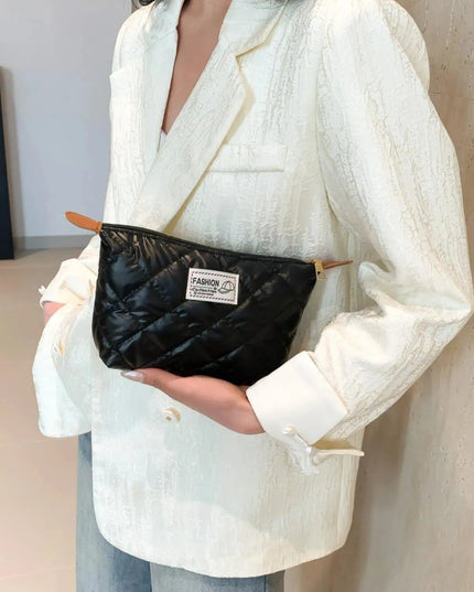 Solid Quilted Clutch with Zipper