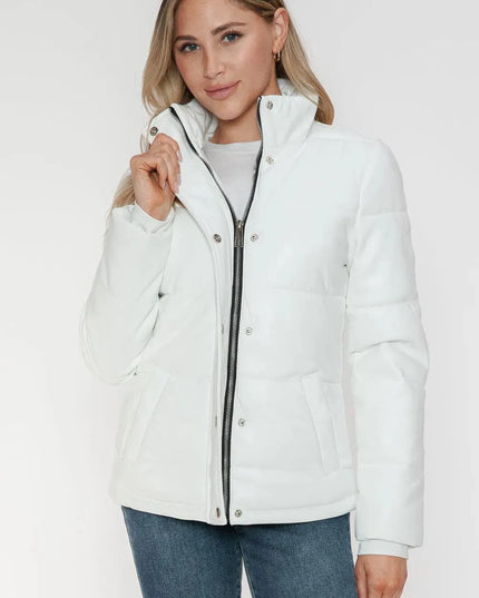 YMI Pocketed Zip Up Turtleneck Puffer Jacket - ShopEasier