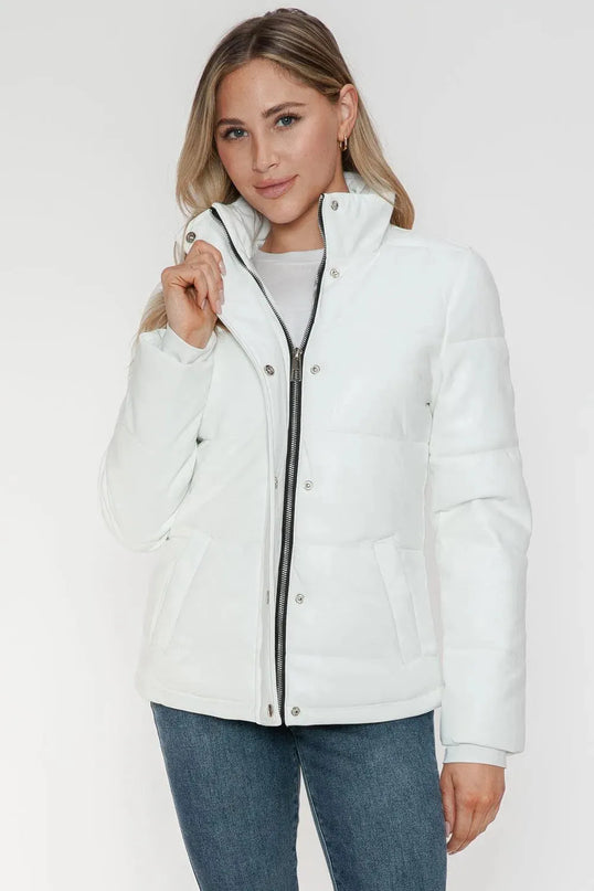 YMI Pocketed Zip Up Turtleneck Puffer Jacket - ShopEasier