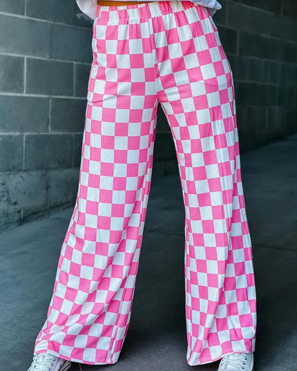 Checkered Wide Leg Pants