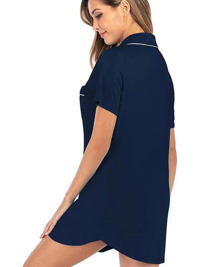 Contrast Piping Pocketed Short Sleeve Lounge Dress