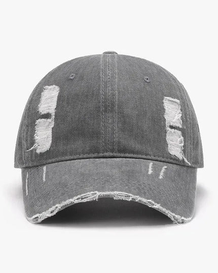 Distressed Adjustable Cotton Baseball Cap - ShopEasier