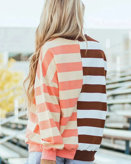 Striped Long Sleeve Crew Neck Sweatshirt