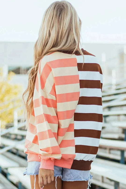 Striped Long Sleeve Crew Neck Sweatshirt