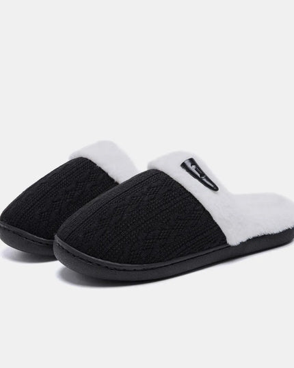 Cozy Horn Buckle Fuzzy Flat Slippers