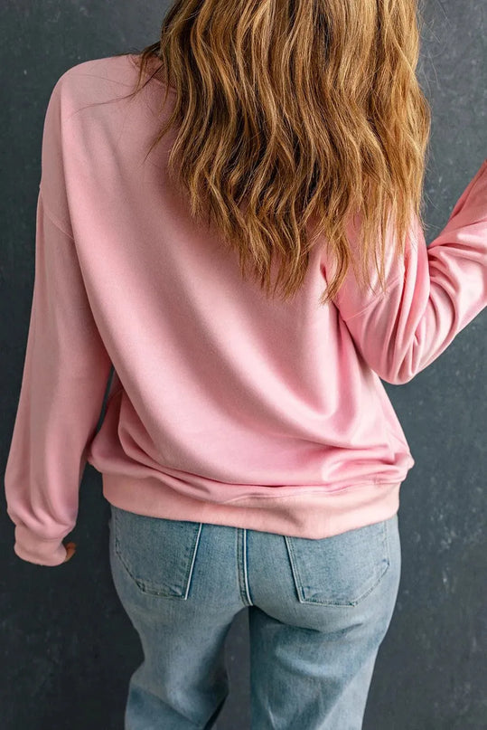 LOVER Round Neck Dropped Shoulder Sweatshirt - ShopEasier