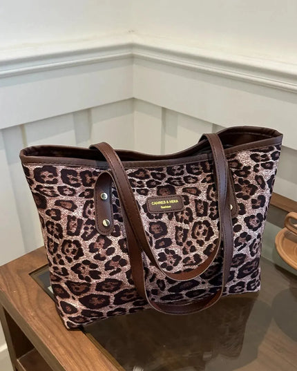 Bolsa de poliéster con estampado de leopardo