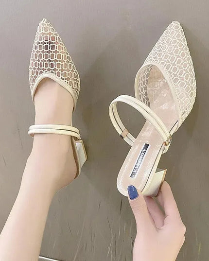 Sandalias elegantes con tacón de bloque y punta puntiaguda