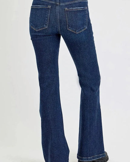 RISEN Full Size High Rise Flare Jeans with Pockets - ShopEasier