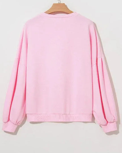 Bow Detail Opaque Long Sleeve Pullover Sweatshirt