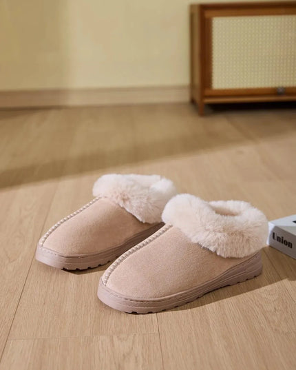 Cozy Faux Fur Platform Slippers with Round Toe