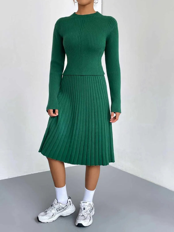 Rib-Knit Sweater and Skirt Set - ShopEasier